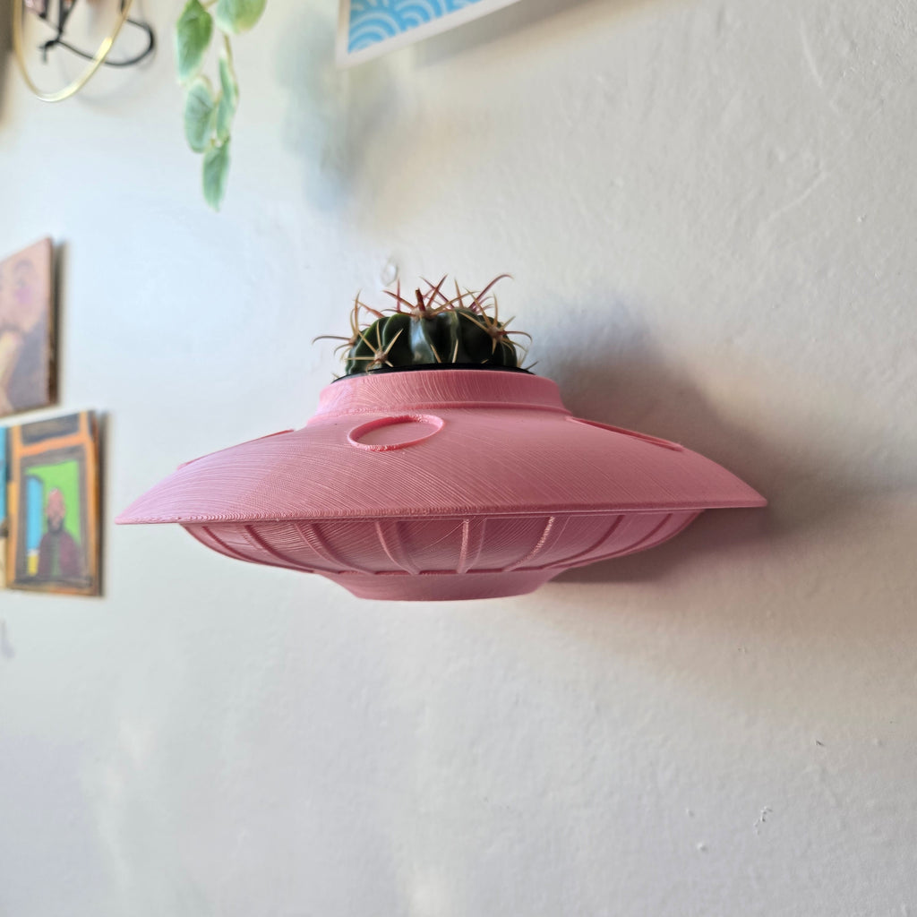 3D Printed UFO wall planter ABI, 2 Inch pot