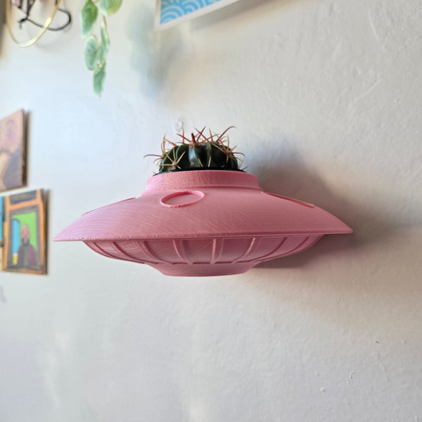 3D Printed UFO wall planter ABI, 2 Inch pot