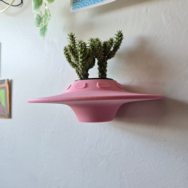 3D Printed UFO wall planter BRI, 2 Inch pot
