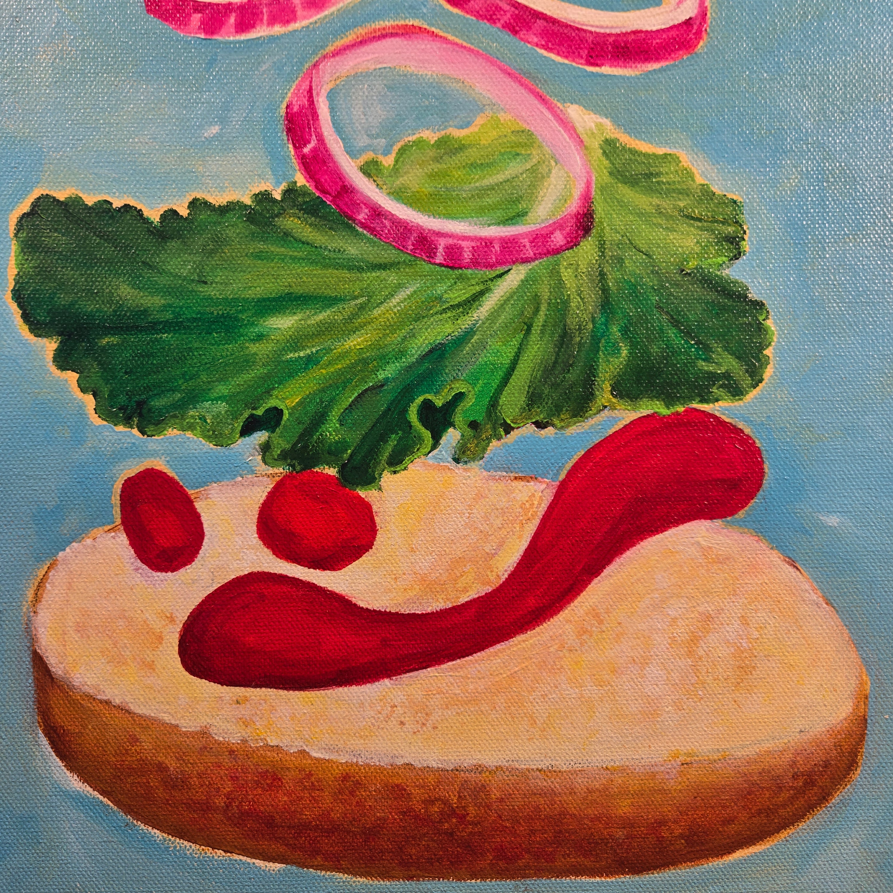Long Burger Original Painting 12" x 36"