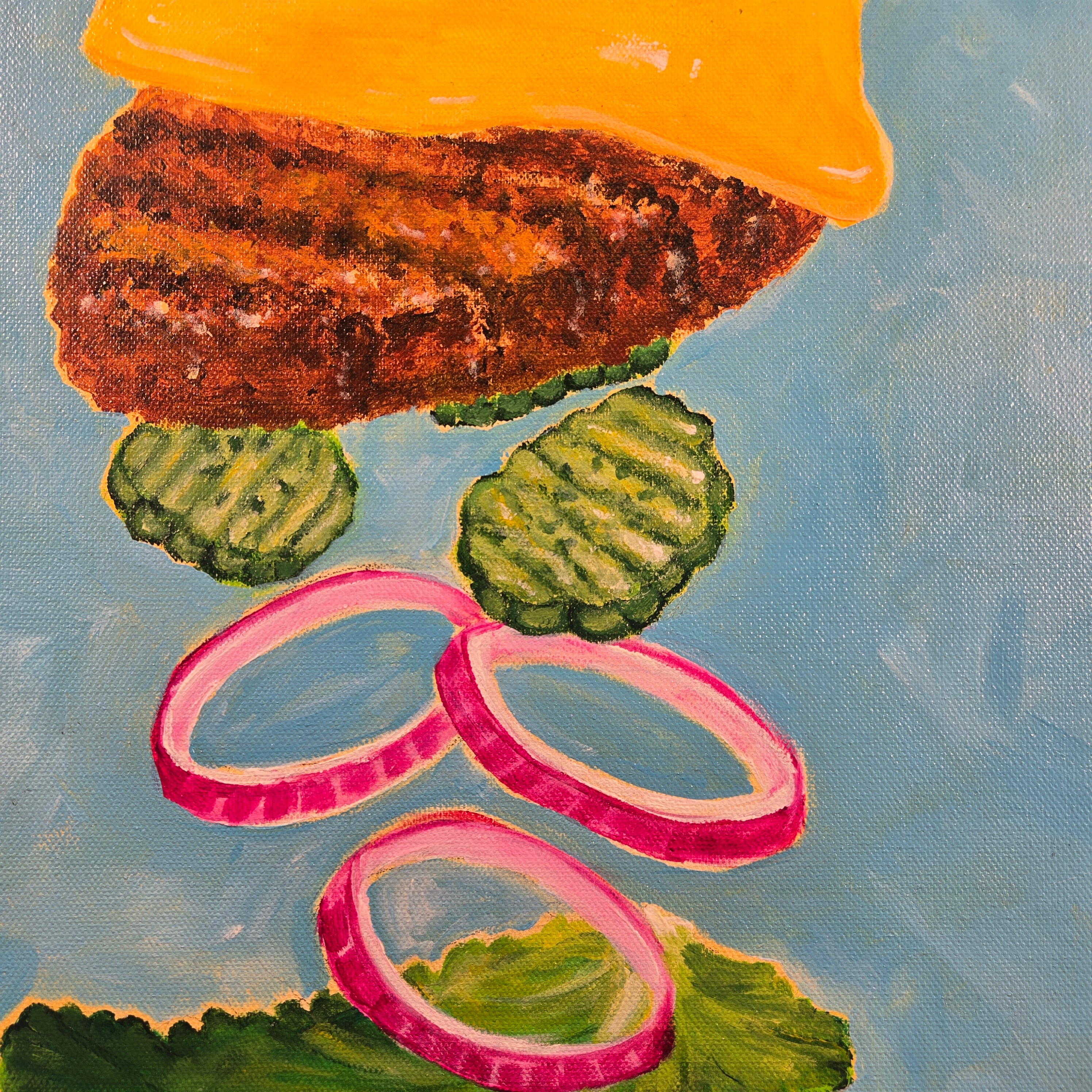 Long Burger Original Painting 12" x 36"