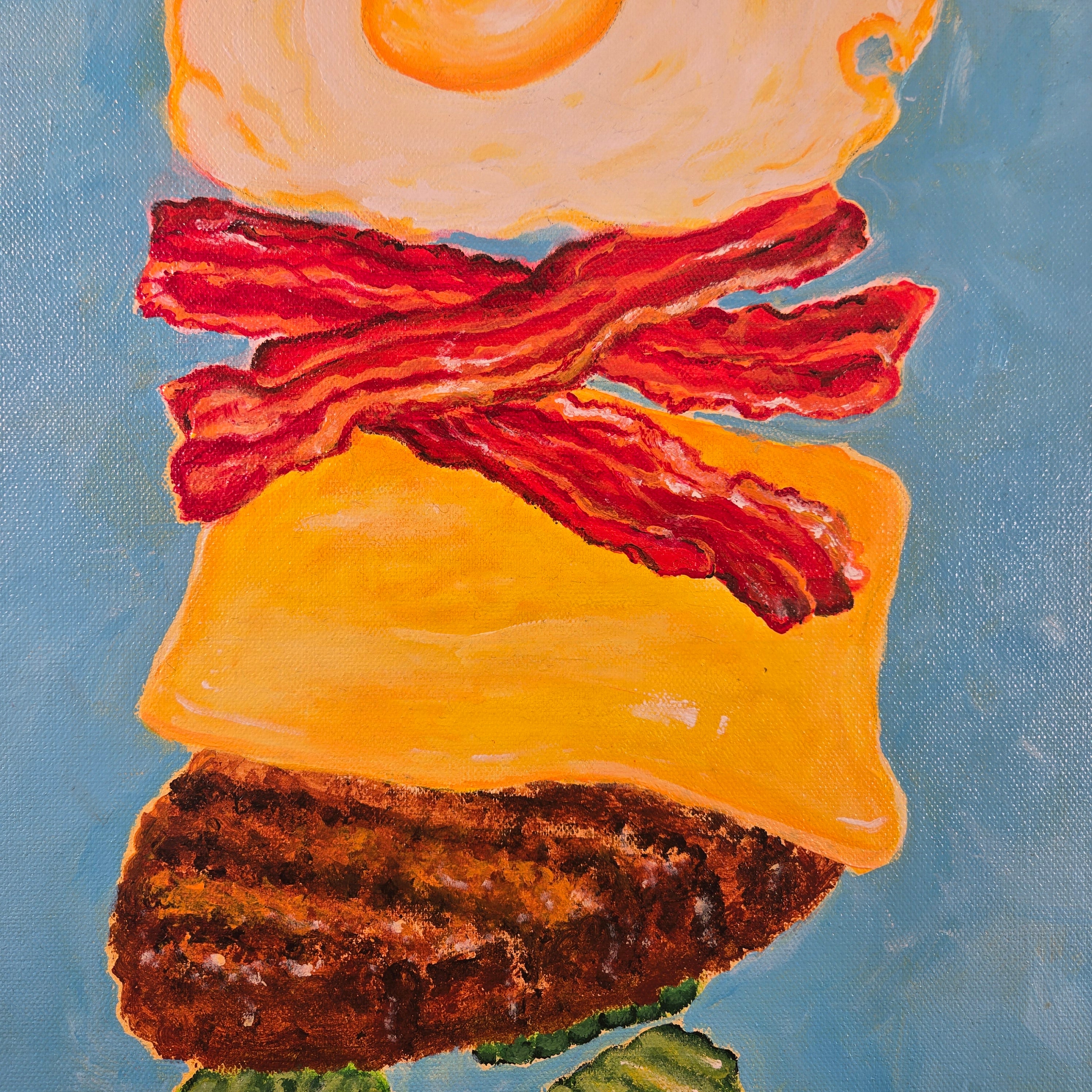 Long Burger Original Painting 12" x 36"
