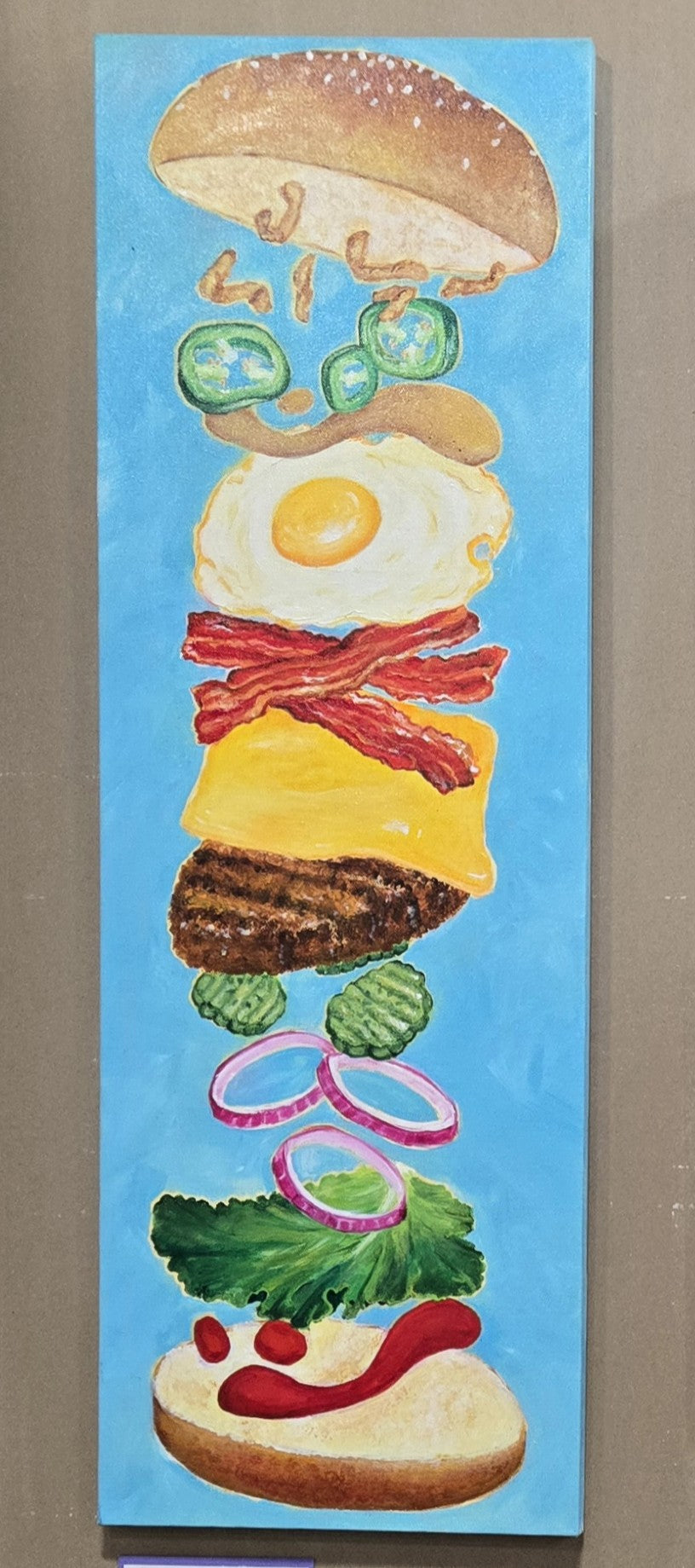 Long Burger Original Painting 12" x 36"