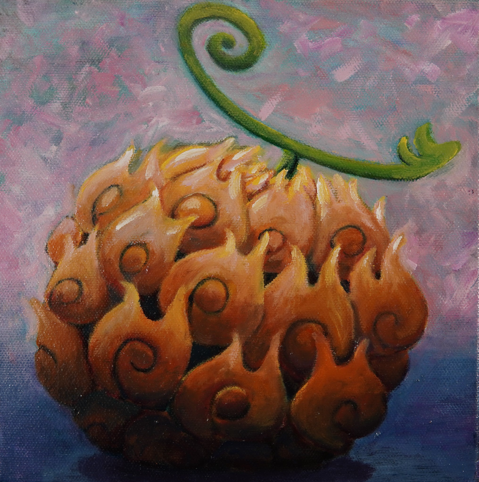 Mera Mera no Mi Fanart, 8 x8 Inch Original