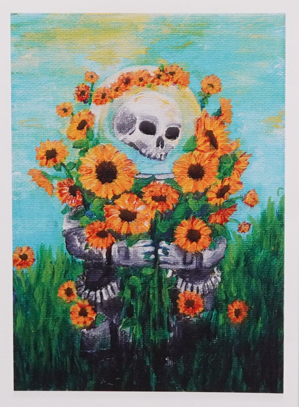 Sunflower Skull 5 x 7 Inch Print