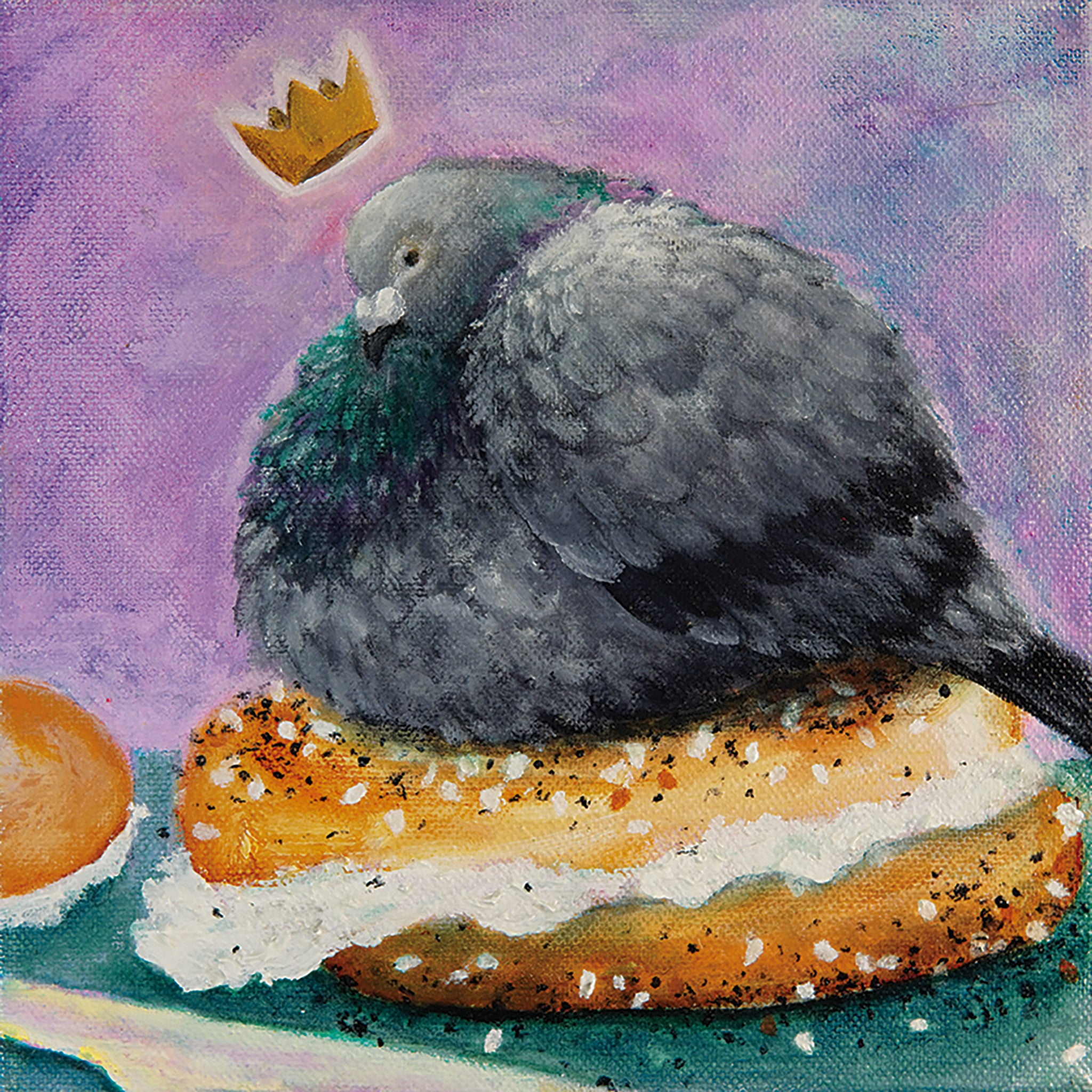 King Bagel Pigeon 8 x 8 Inch Original